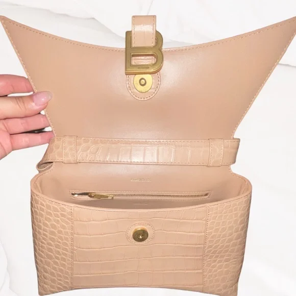 Balenciaga Hourglass  Embossed Croc Shoulder Bag - Picture 8 of 16